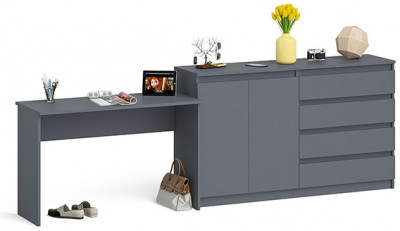 Мори письменный стол МСП1200.1 + Комод МК1600.1, графит