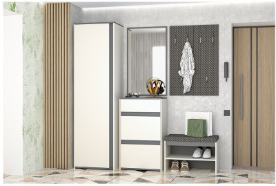 Модульная прихожая Иннэс 12 Набор 3 (Графит / Миндаль)