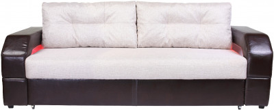 Диван-кровать Манчестер, еврокнижка, рогожка/экокожа, 150х195, бежево-коричневый