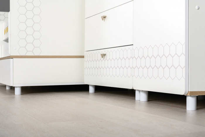 Эйп 13.334 Шкаф для одежды + 13.322 Комод + 13.14 Стеллаж, белый/дуб белый