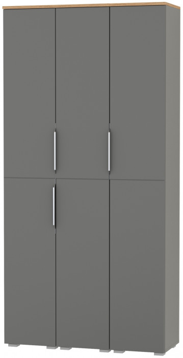 Октава 13.228 Шкаф-пенал + 13.228 Пенал + 13.228 Пенал, серый графит/дуб крафт золотой/фасады МДФ серый графит