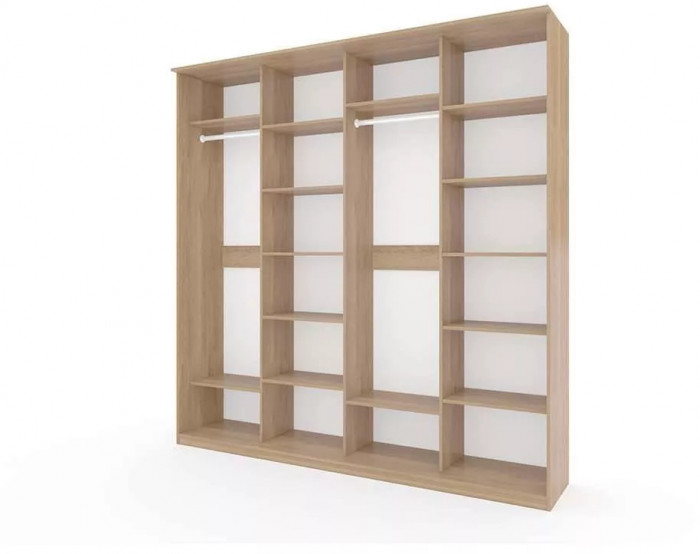 Шкаф купе Модерн 2362х600 4-х дверный 4-х секционный зеркальный с пескоструем №1 ясень