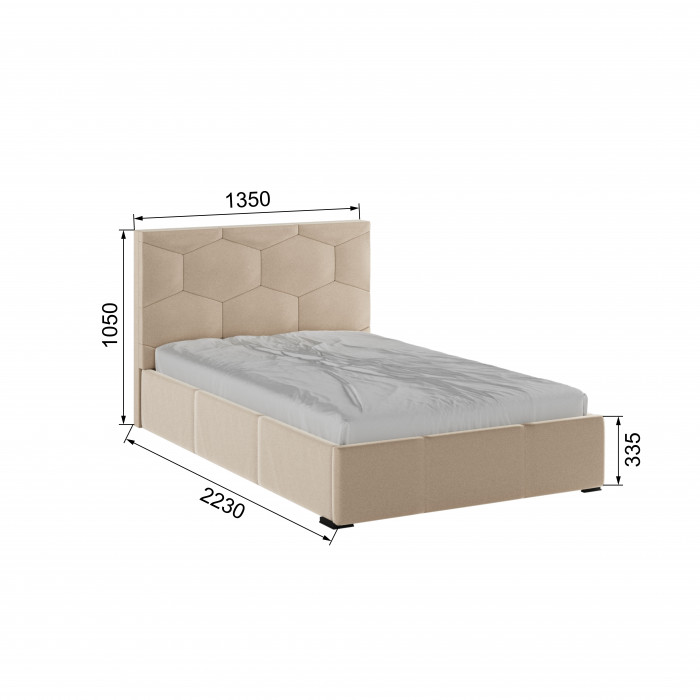 Манука Кровать интерьерная 120 бежевый, ортопед