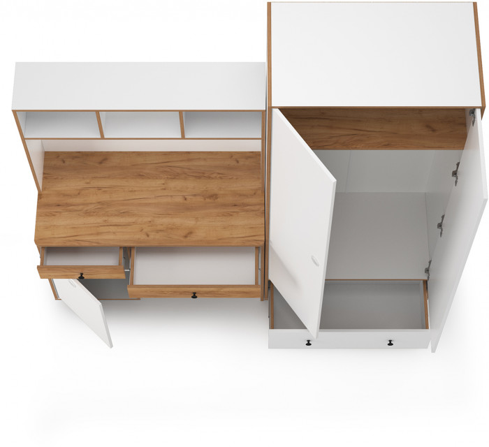 Вуди Компоновка № 20, белый премиум/дуб крафт золотой