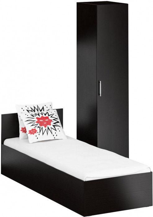 Кровать 0800 + Пенал Стандарт, цвет венге, ШхГхВ 83,5х203,5х70 + 45х52х200 см., сп.м. 800х2000 мм., без матраса, основание есть