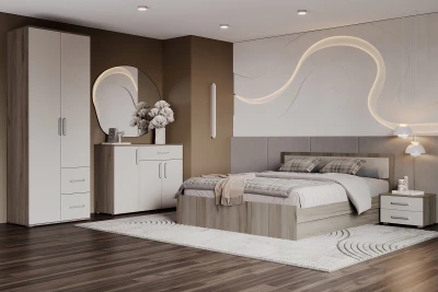 Модульная спальня Фиеста NEW, набор 2, Крафт серый/Кашемир