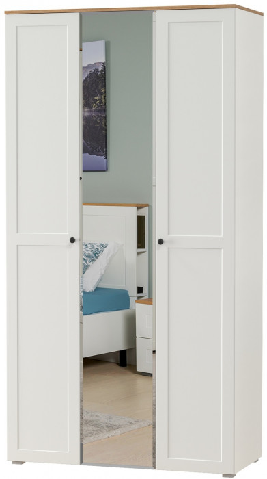 Остин 13.336.03 Шкаф для одежды(три двери, белый шагрень/дуб крафт золотой