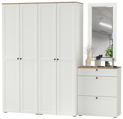 Остин Прихожая 28, белый шагрень/дуб крафт золотой