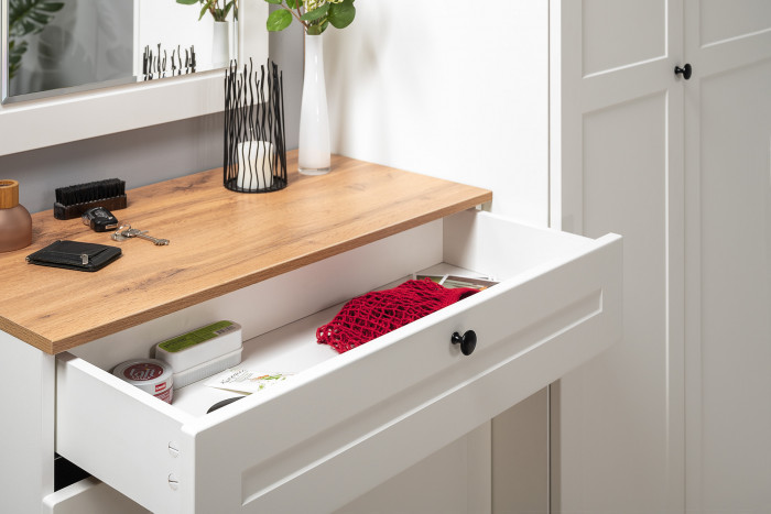 Остин Прихожая 28, белый шагрень/дуб крафт золотой