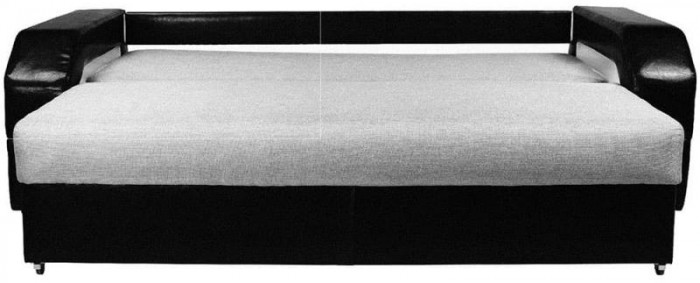 Диван-еврокнижка Манчестер, пружинный блок, 150х195,  рогожка/экокожа серый