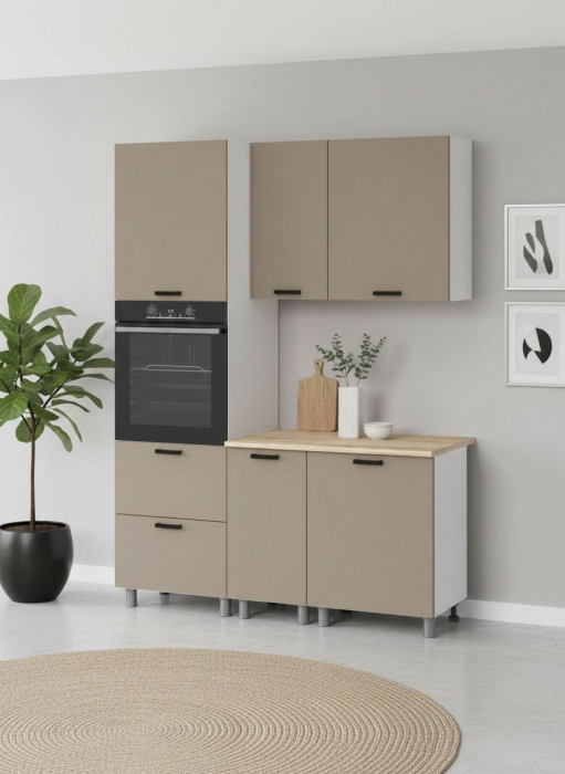 МК Аленушка 1,6м ПД Орешник Матовый Вижен,скоба черный,сонома (без столешницы)