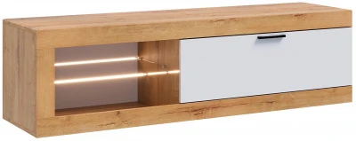 Прага Тумба ТВ мини Дуб Вотан/Белый гладкий