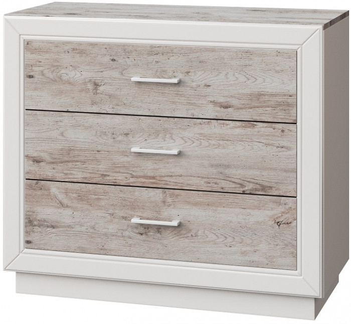 Комод с 3-мя ящиками "Эстель" - Дуб полярный/Сосна натуральная