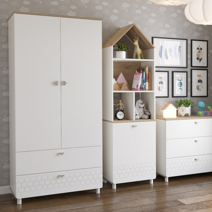 Эйп 13.334 Шкаф для одежды, белый/дуб белый