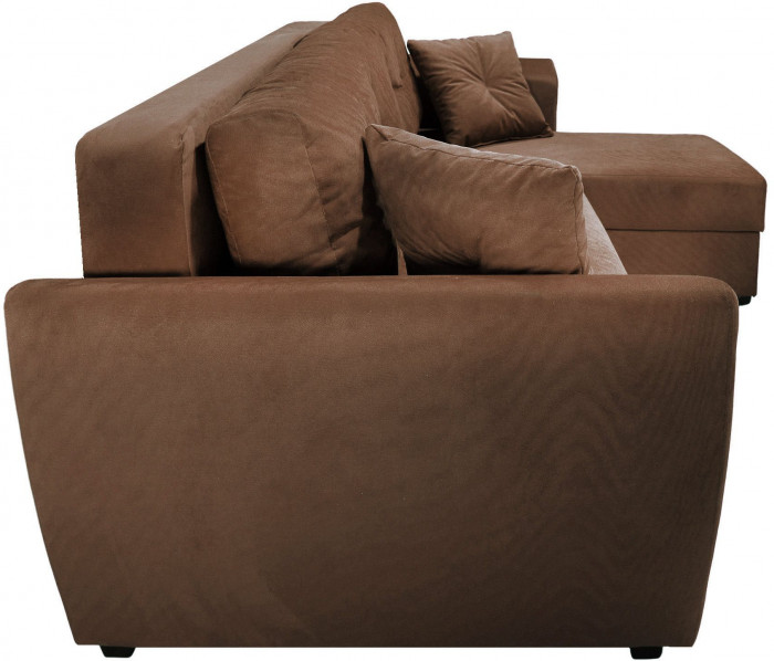 Диван-кровать угловой Амстердам Люкс, 160х200, еврокнижка, велюр, коричневый