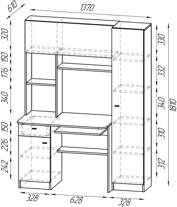 Два стола рабочих 6-0603 Альфа + два кресла 103 серых, цвет ясень шимо светлый, ШхГхВ 274х61х181 см., универсальная сборка