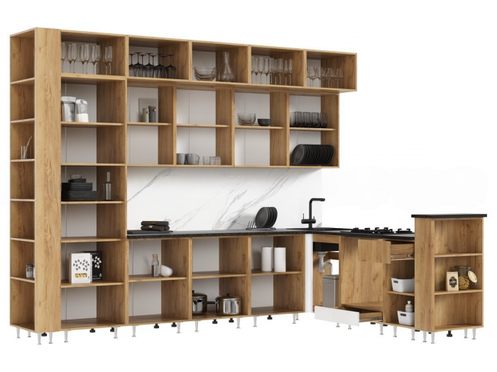 Кухня Техно-5 3,2*2,24м (Крафт/Браш Мени Грин, Дуб Крафт (Кастилло темный))