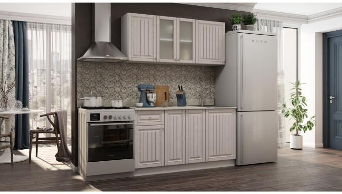 Кухня МДФ Хозяюшка 1500 (Трюфель, Белый)