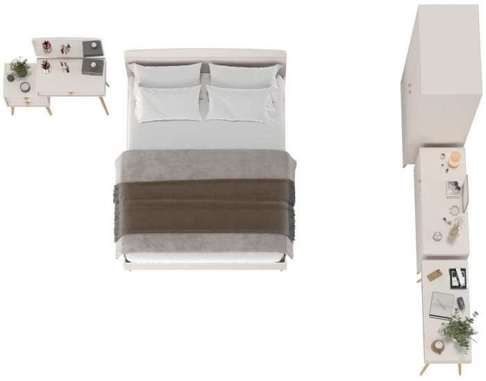 Афина Спальня 09-1600, цвет кашемир серый, сп.м. 1600х2000 мм., б/м, основание есть - фанера