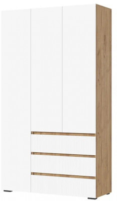 Хелен ШК 06 Шкаф 3х створчатый (1200х2080х460) белый супермат, белый/дуб крафт золото