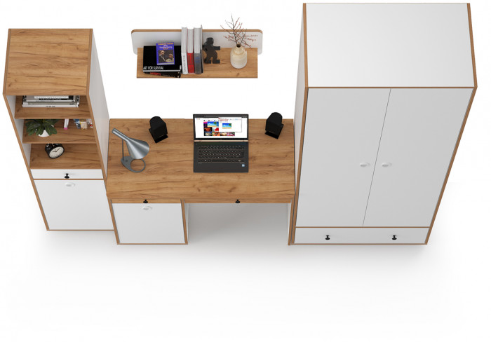 Вуди Компоновка № 22, белый премиум/дуб крафт золотой