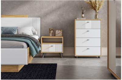 Модульная система &quot;Милан&quot; Тумба прикроватная Дуб Золотой/Белый Матовый