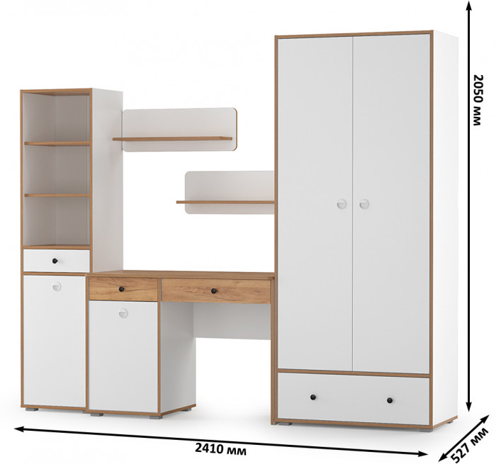 Вуди Компоновка № 23, белый премиум/дуб крафт золотой