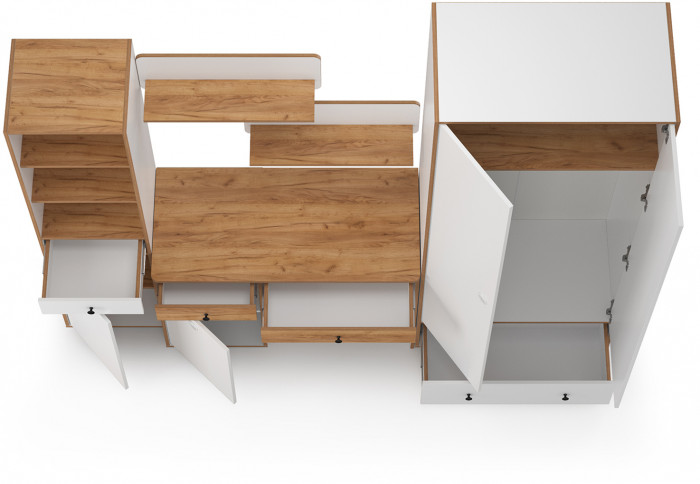 Вуди Компоновка № 23, белый премиум/дуб крафт золотой