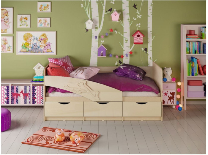 Детская кровать Дельфин 80х180 (Шарли бриз, Крафт белый)