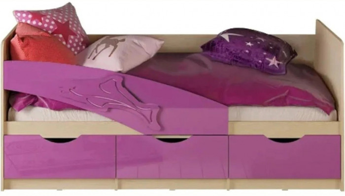 Детская кровать Дельфин 80х180 (Шарли бриз, Крафт белый)