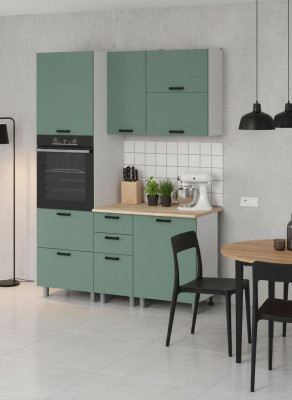 МК Аленушка 1,6м ПД 2 Орешник Матовая Мята,скоба черный,сонома