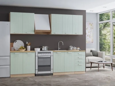 Кухонный гарнитур МДФ Вельвет 2,0м, Фисташка/Дуб сонома (МДФ)