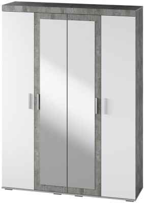 Шкаф четырехстворчатый Инстайл ШК-31, бетон/белый