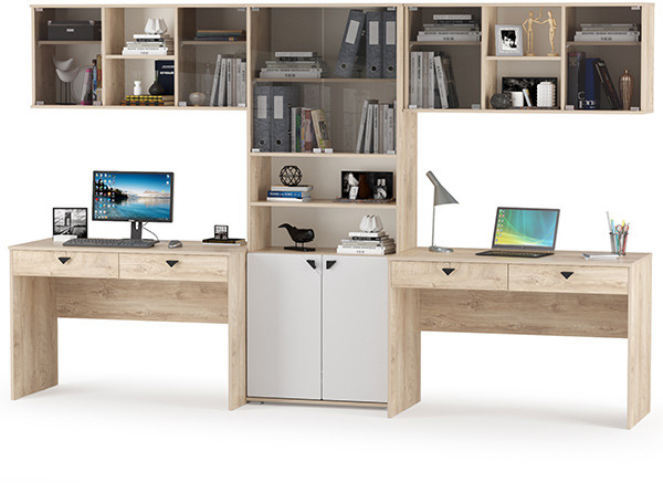 КР100 Бостон № 18, цвет дуб эндгрейн элегантный/фасады МДФ милк рикамо софт, 12.69+10.51+13.156+12.69+10.51, ШхГхВ 307,2х57,2х194,4 см.