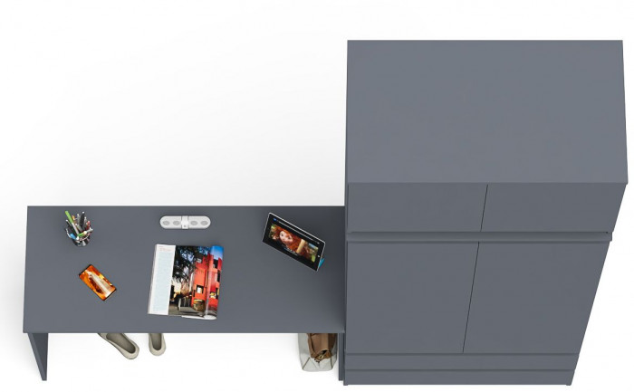 Мори письменный стол МСП1200.1 + Шкаф МШ900.1 + Антресоль МА900.1, графит