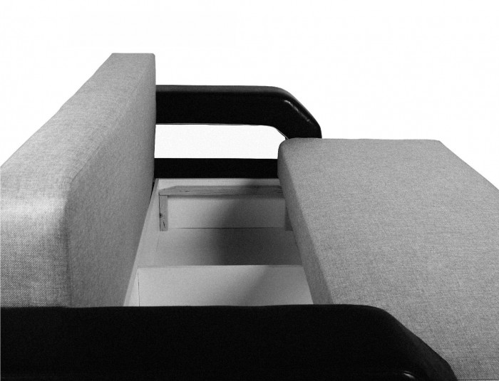 Диван еврокнижка Манчестер с подсветкой, 160 рогожка серая/экокожа черная