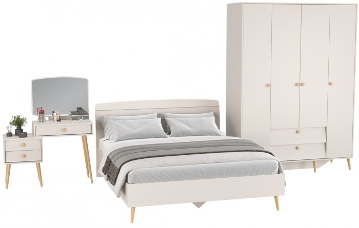 Афина Спальня 10-1600, цвет кашемир серый, сп.м. 1600х2000 мм., б/м, основание есть - фанера