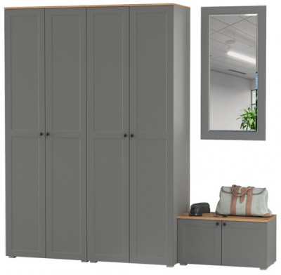 Остин Прихожая 30, серый графит/дуб крафт золотой