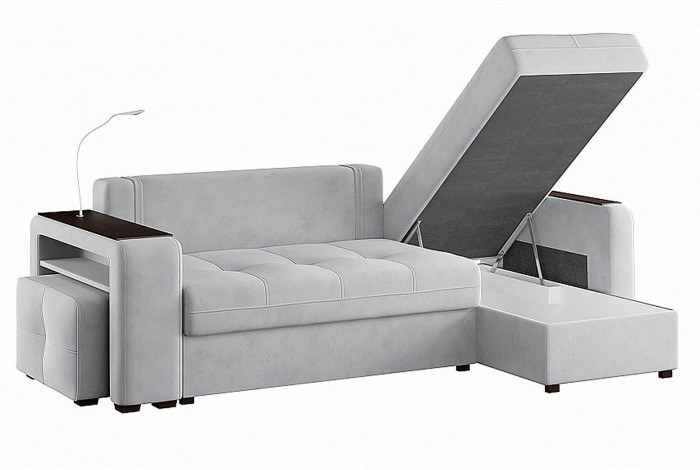 Диван угловой Smart 4 Б4-2Т-1Пф-Б3 Велюр Ультра Смог