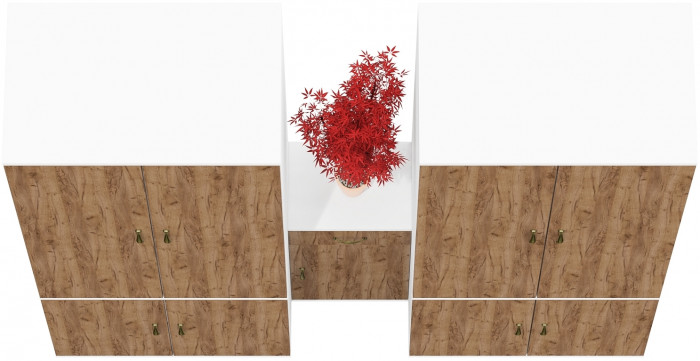 Лидер-8 Шкаф МД 19Б + Шкаф МД 19Б + Тумба МД 3.15, белый шагрень/крафт золото