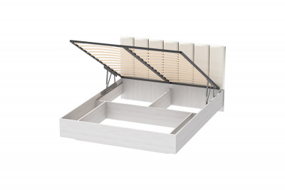 Кровать 1,6 арт.031-М1 (Полосы) - Ясень Анкор Светлый/Sontex Milk (ПМ)