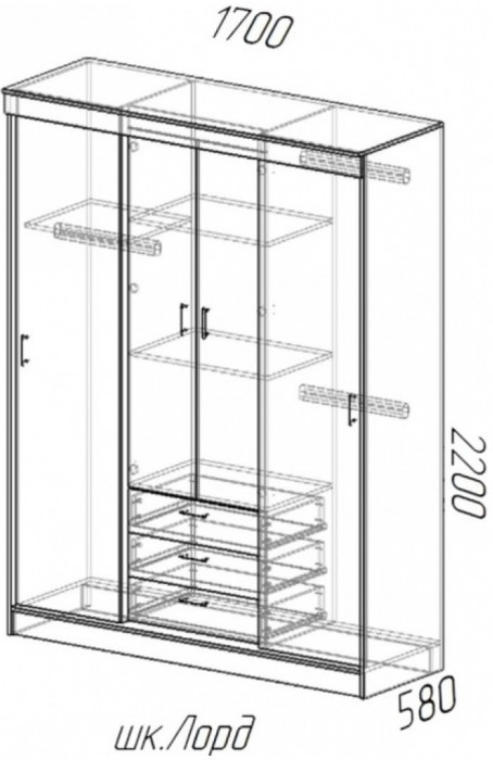 Лорд Шкаф-купе (Ясень шимо темный / светлый)