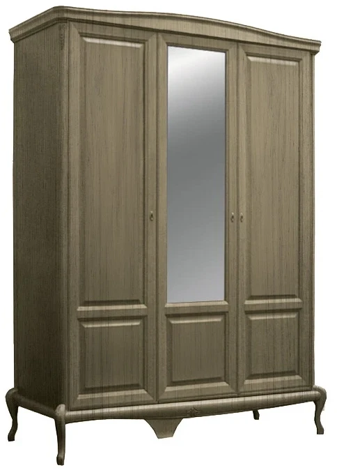Шкаф для одежды трехдверный "Монако" с зеркалом - отделка Классик (лак)
