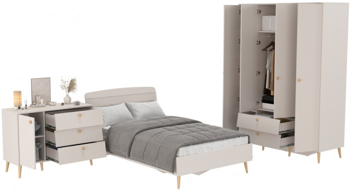 Афина Спальня 11-1200, цвет кашемир серый, сп.м. 1200х2000 мм., б/м, основание есть - фанера