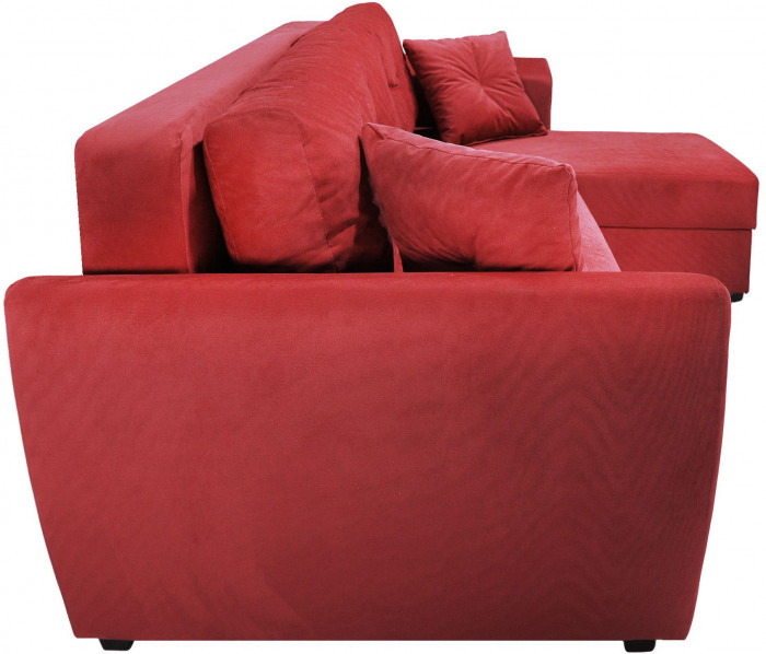 Диван-кровать угловой Амстердам Люкс, 160х200, еврокнижка, велюр, красный
