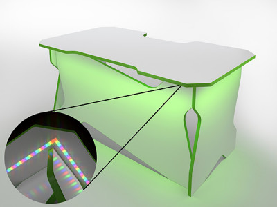 Игровой компьютерный стол RVG с подсветкой Белый/Салатовый 160