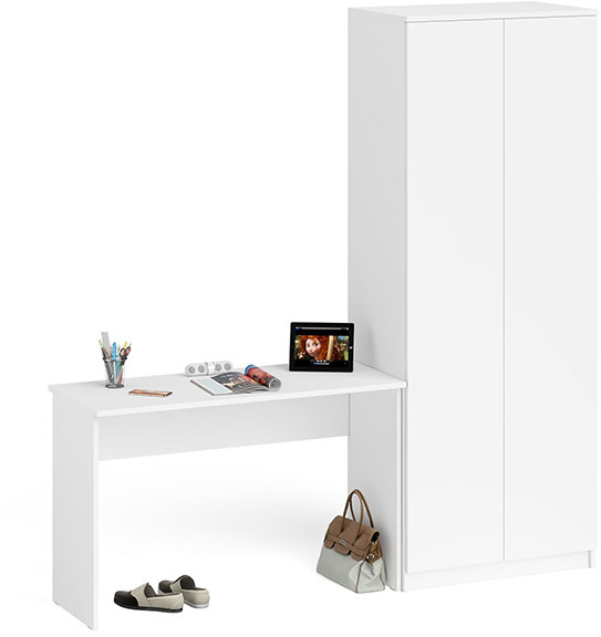 Мори письменный стол МСП1200.1 + Шкаф МШ800.1, белый