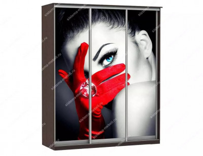 Шкаф купе Модерн 1776х600 3-х дверный 2-х секционный фотопечать №1 венге