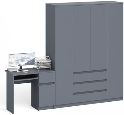 Мори Стол компьютерный МС-1 правый + Шкаф МШ1600.1, цвет графит, ШхГхВ 250,4х50,4х209,6 см., выдвижной ящик справа, НЕ универсальная сборка