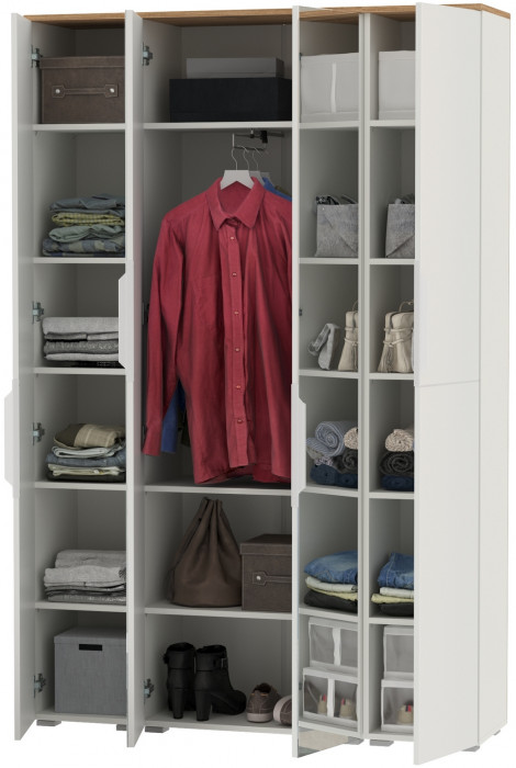 Октава Набор шкафов 01, белый шагрень/дуб крафт золотой/фасады МДФ белый шагрень